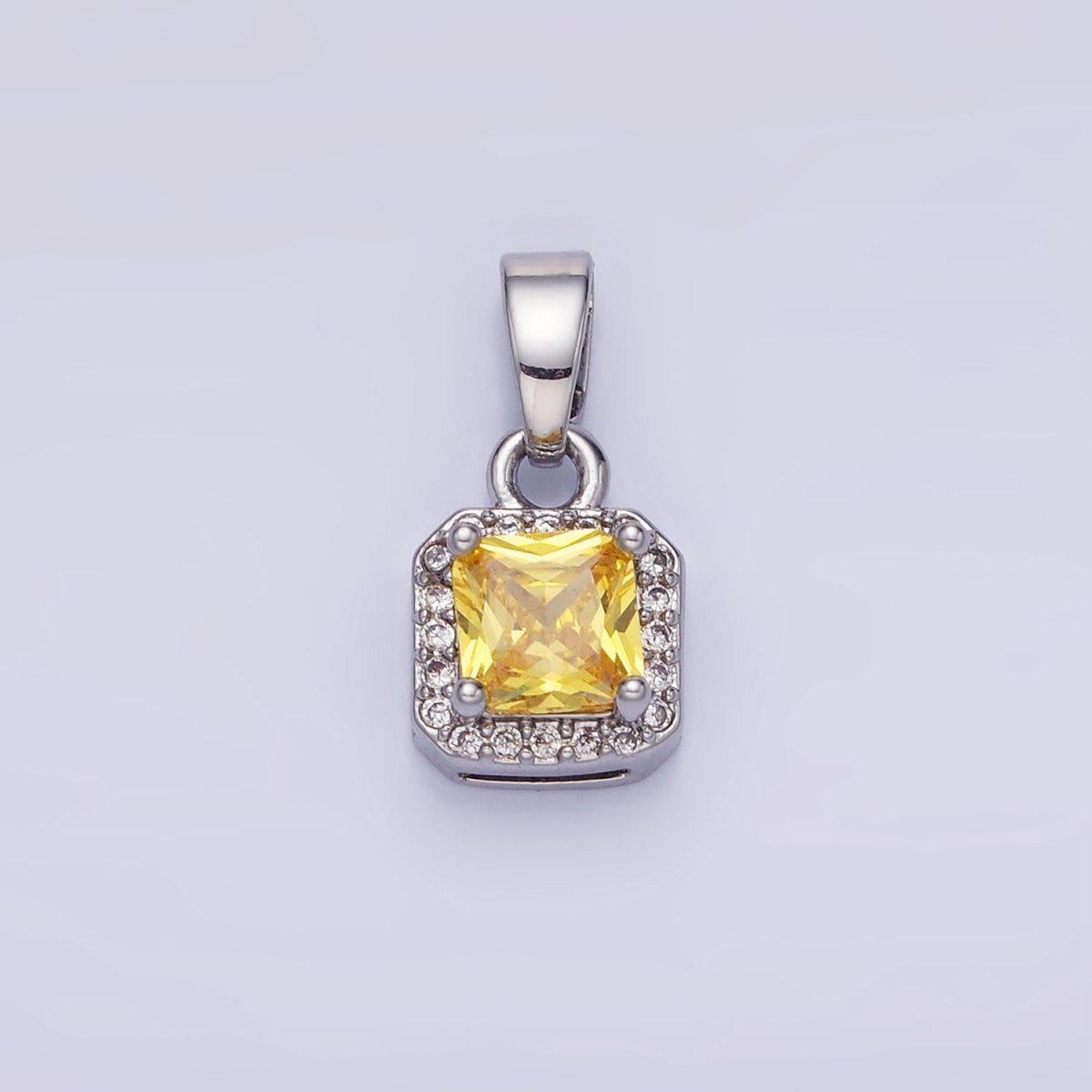 14K Gold Filled CZ Micro Paved Edged Square Pendant in Gold & Silver | AA1270 - AA1280