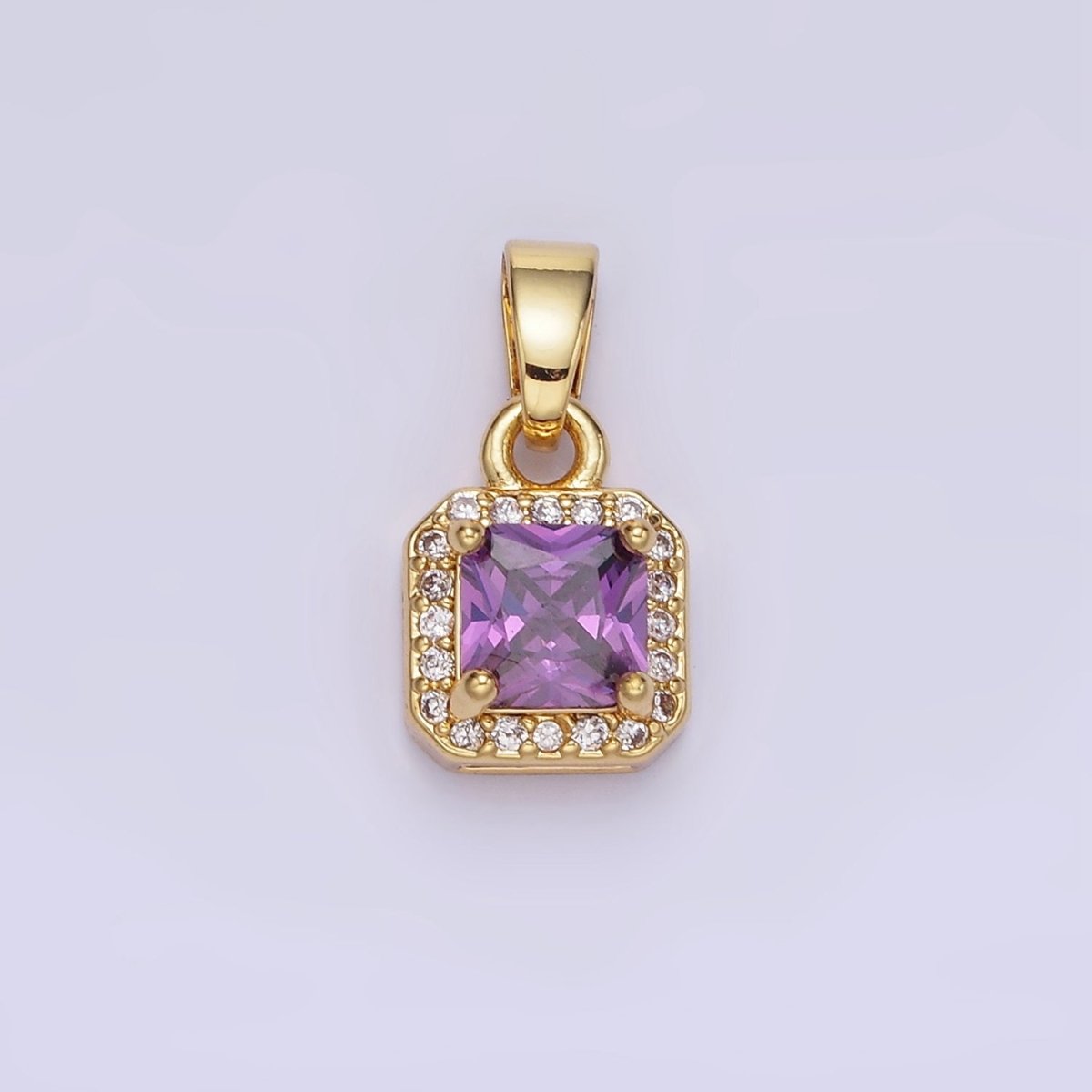 14K Gold Filled CZ Micro Paved Edged Square Pendant in Gold & Silver | AA1270 - AA1280