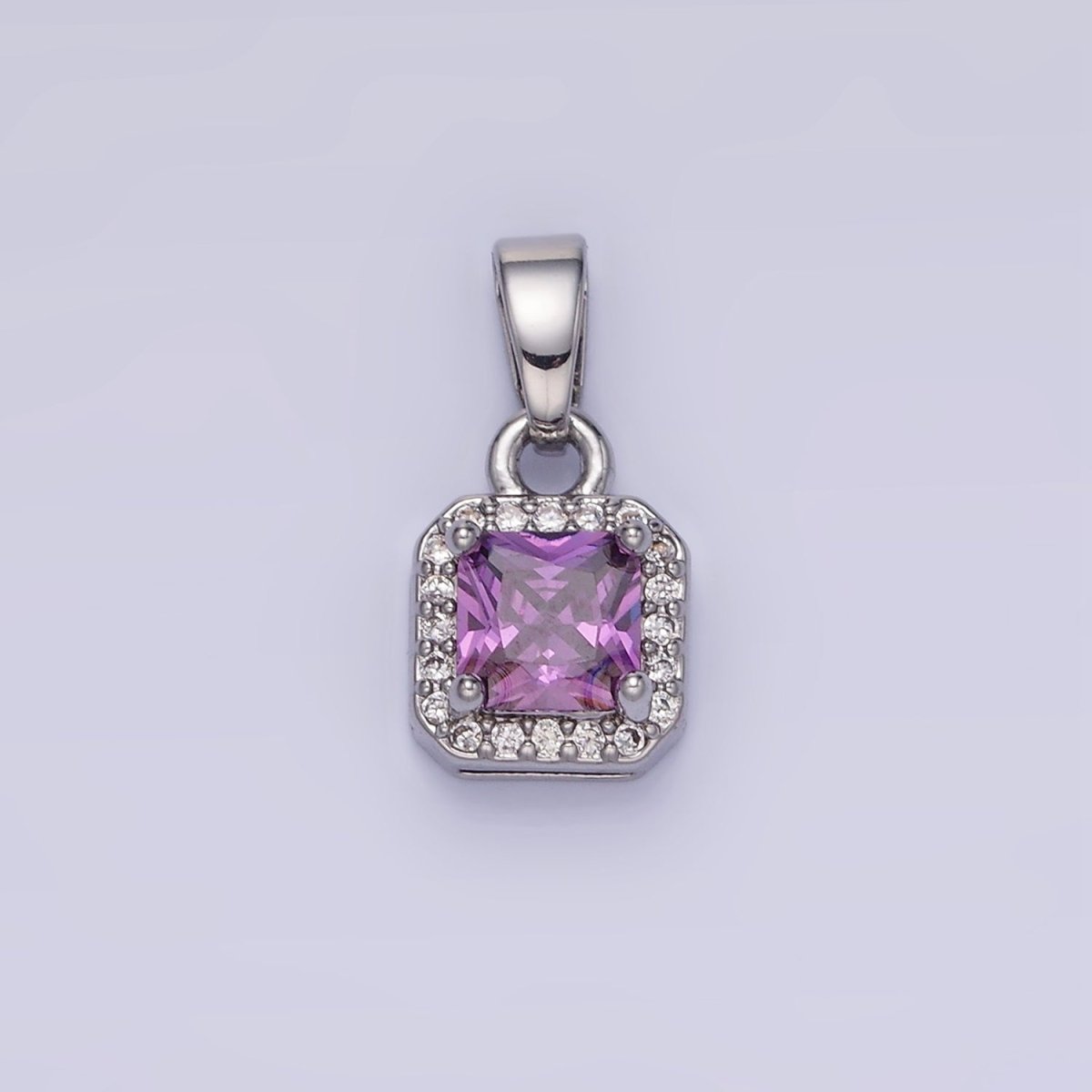 14K Gold Filled CZ Micro Paved Edged Square Pendant in Gold & Silver | AA1270 - AA1280