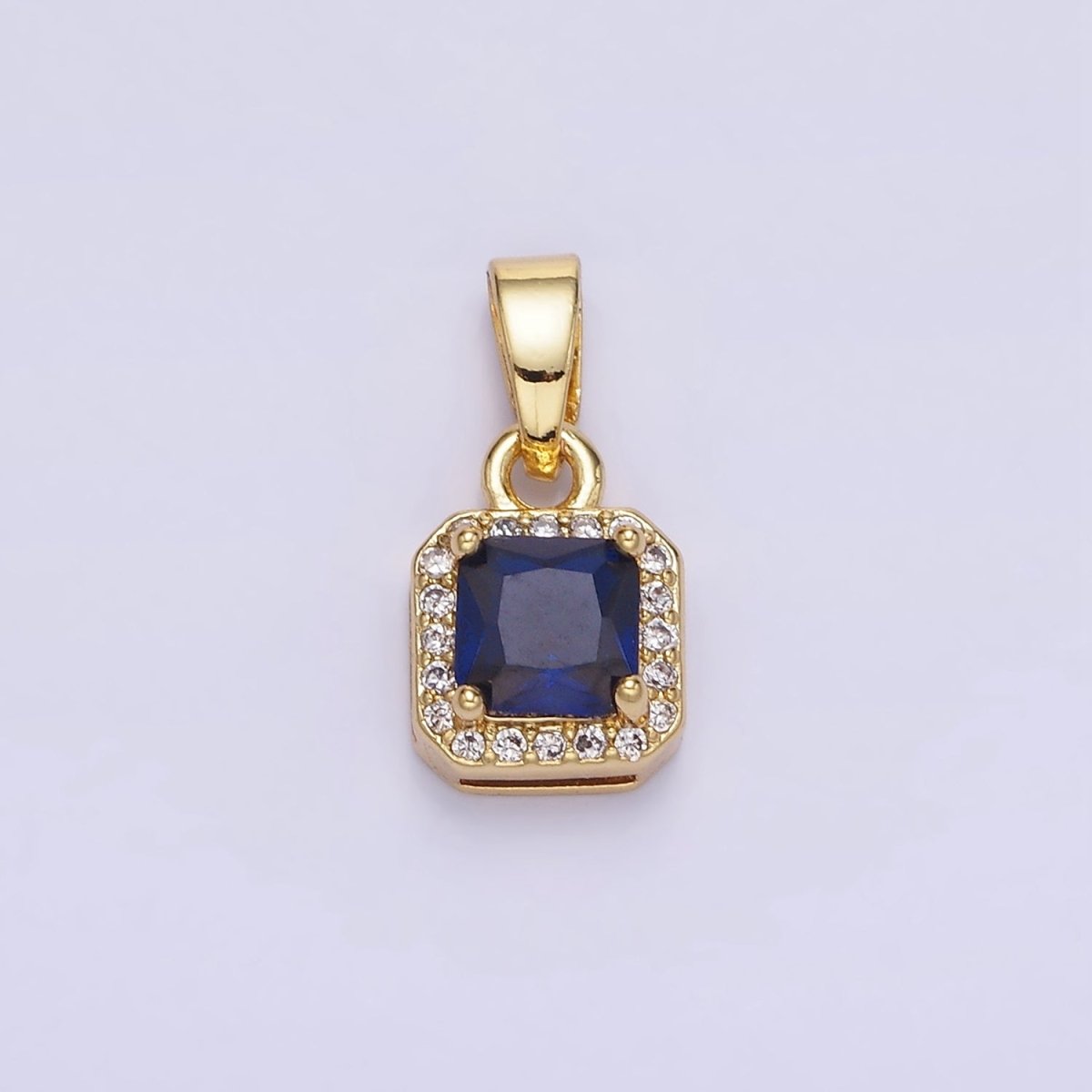14K Gold Filled CZ Micro Paved Edged Square Pendant in Gold & Silver | AA1270 - AA1280