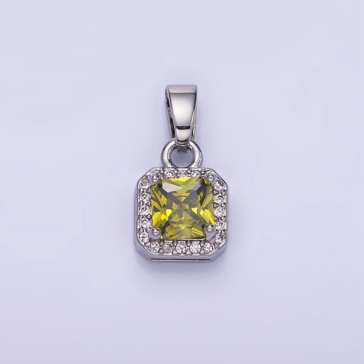 14K Gold Filled CZ Micro Paved Edged Square Pendant in Gold & Silver | AA1270 - AA1280