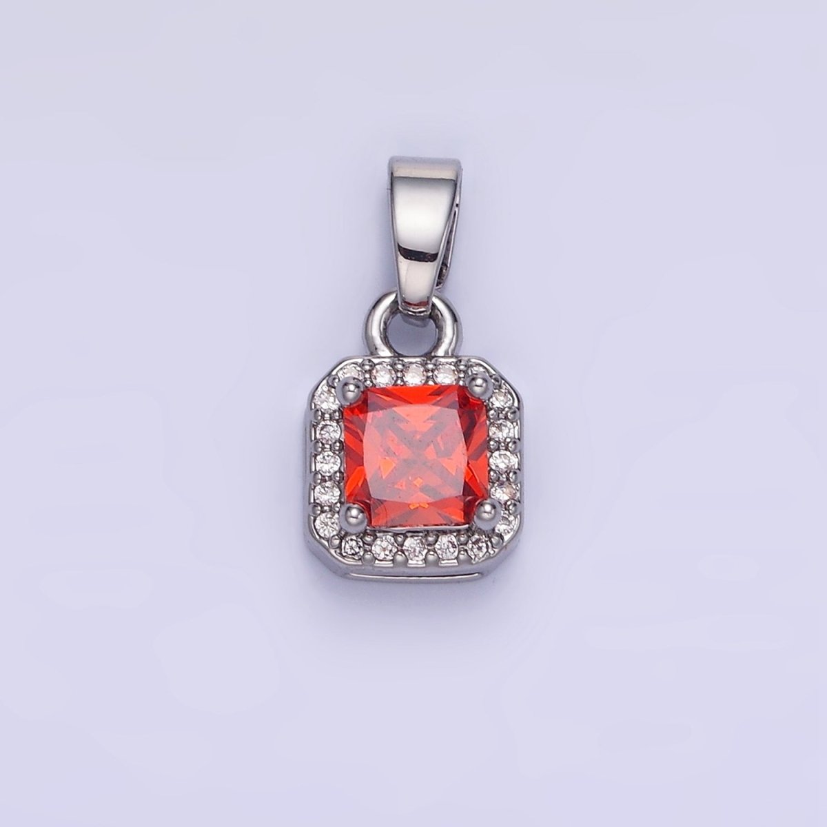 14K Gold Filled CZ Micro Paved Edged Square Pendant in Gold & Silver | AA1270 - AA1280