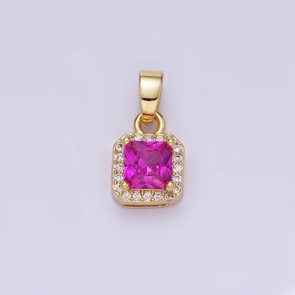 14K Gold Filled CZ Micro Paved Edged Square Pendant in Gold & Silver | AA1270 - AA1280