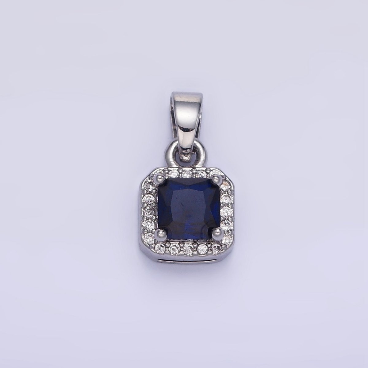 14K Gold Filled CZ Micro Paved Edged Square Pendant in Gold & Silver | AA1270 - AA1280