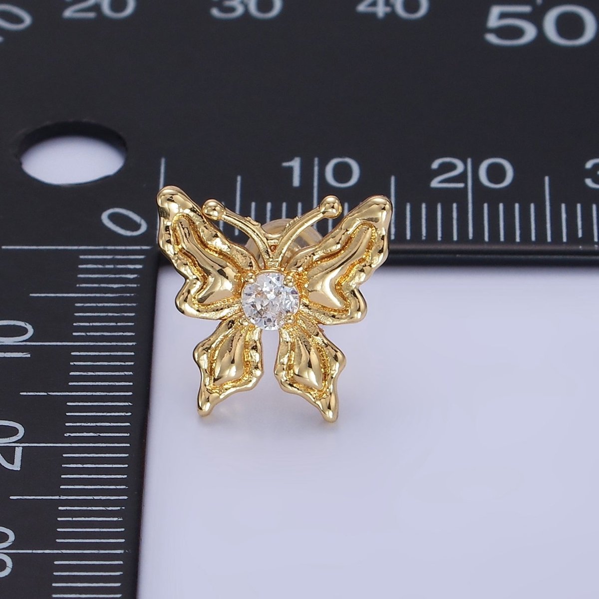 14K Gold Filled CZ Molten Butterfly Stud Earrings | Q221