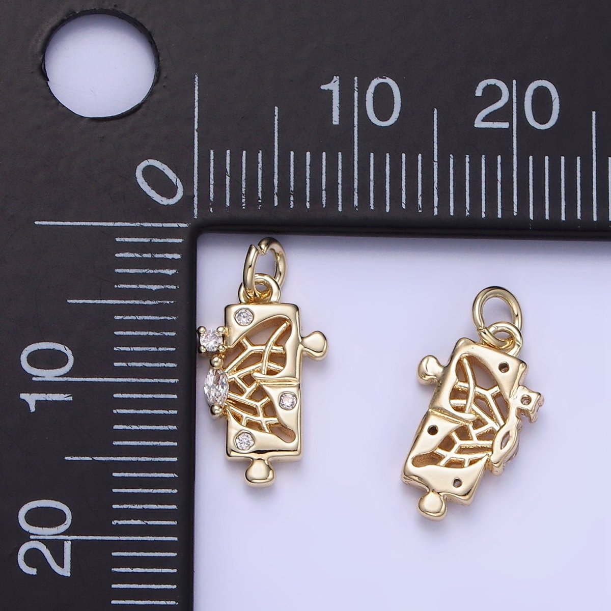 14K Gold Filled CZ Open Filigree Butterfly Wings Puzzle Mini Charm | W649