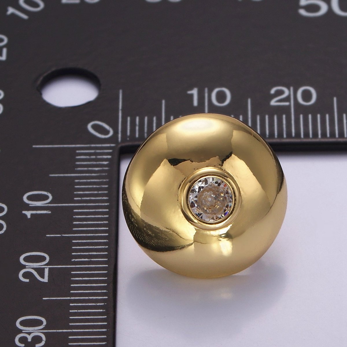 14K Gold Filled CZ Round Dome Stud Earrings | P509
