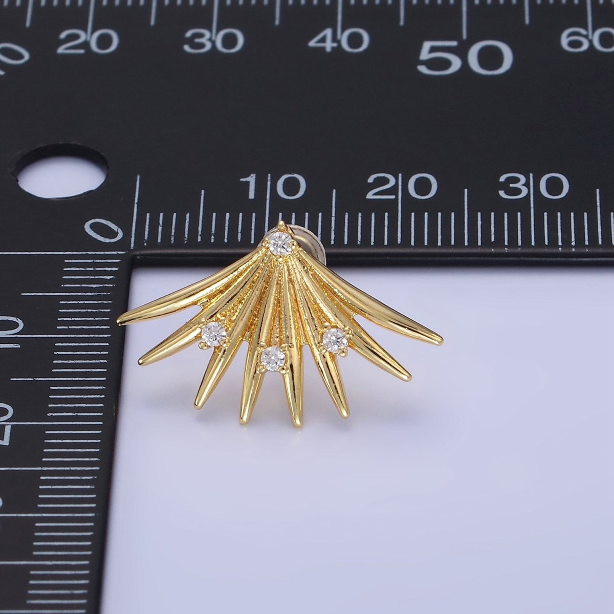 14K Gold Filled CZ Spiked Fan Stud Earrings | Q219