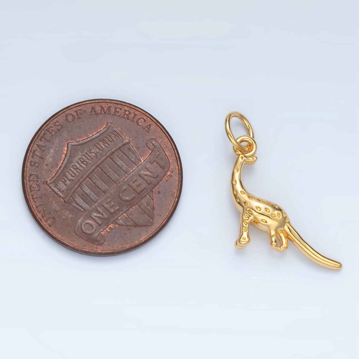 14K Gold Filled Dotted Brachiosaurus Dinosaurs  Prehistoric Animal Charm | AG944