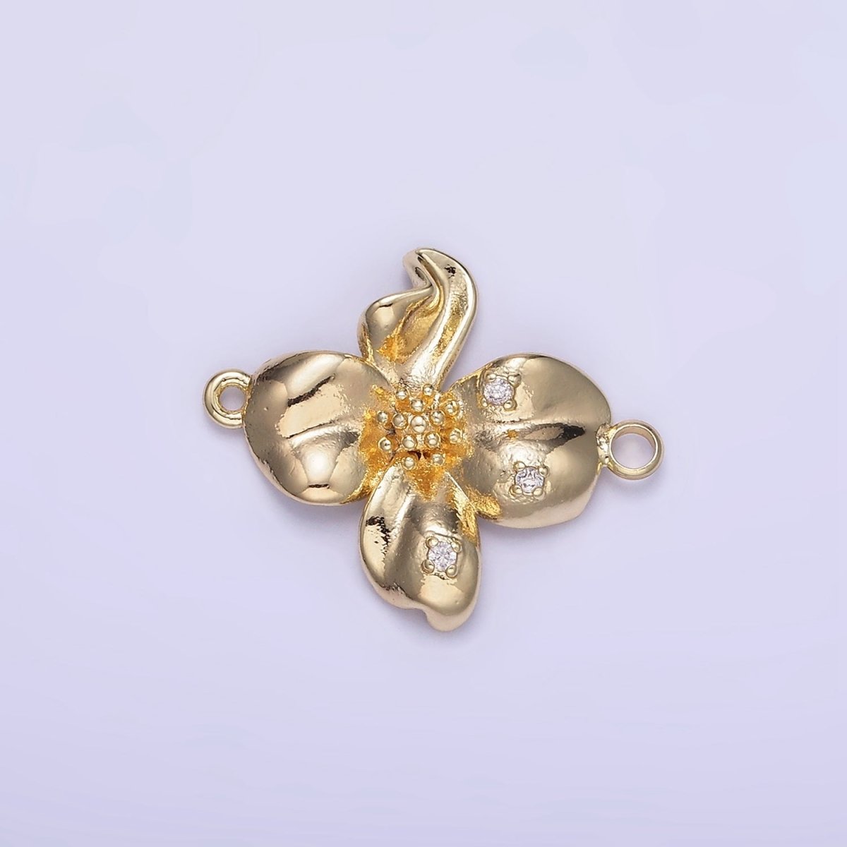 14K Gold Filled Dotted Molten Foil Flower Charm | F032