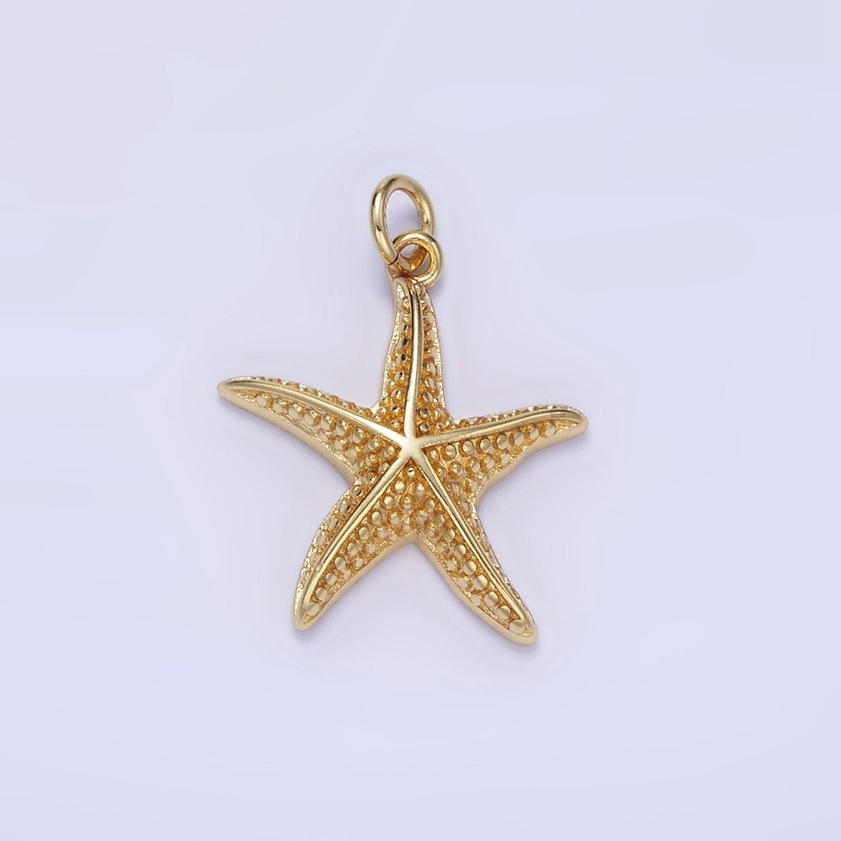 14K Gold Filled Dotted Textured Starfish Animal Charm | C491