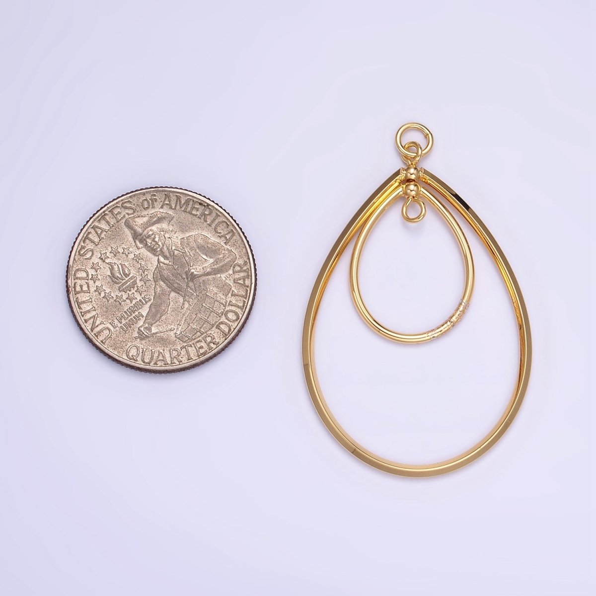 14K Gold Filled Double Band Oval Geometric Minimalist Charm | AG827