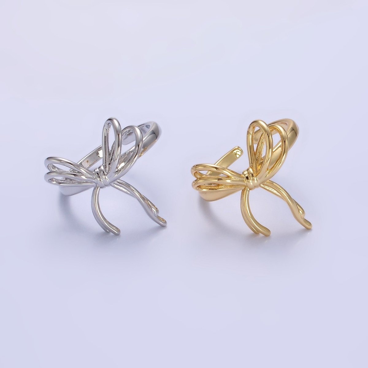 14K Gold Filled Double Tied Bow Ribbon Ring in Gold & Silver | R208 R209