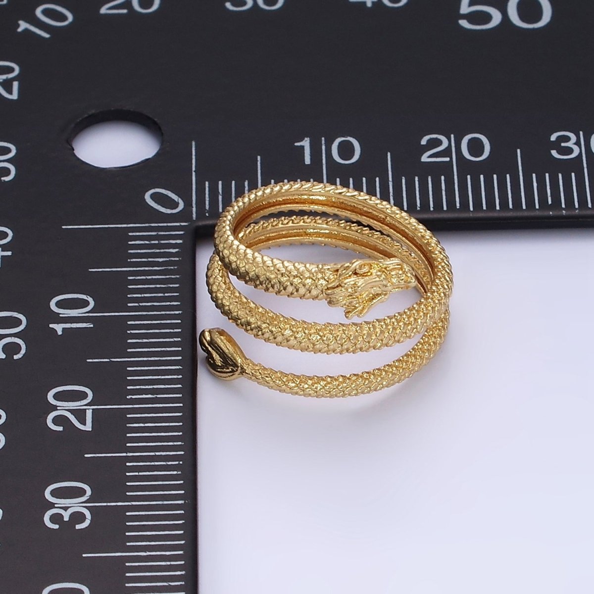 14K Gold Filled Dragon Scale-Textured Triple Band Wrap Ring | O1361