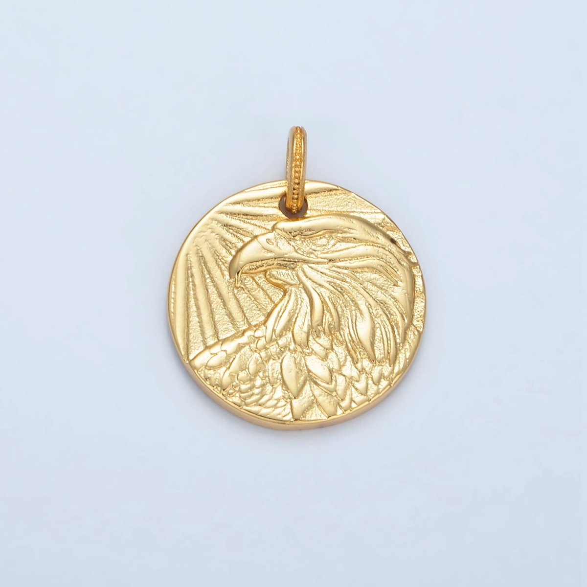 14K Gold Filled Eagle Bird Animal Round Coin Charm in Gold & Oxidized Silver | AG885 AC176
