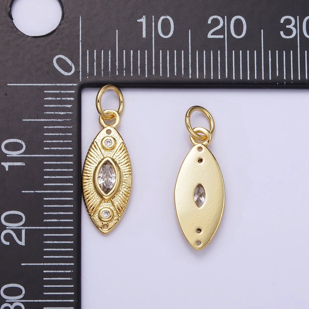 14K Gold Filled Evil Eye CZ Sunburst Sphere Charm | D438