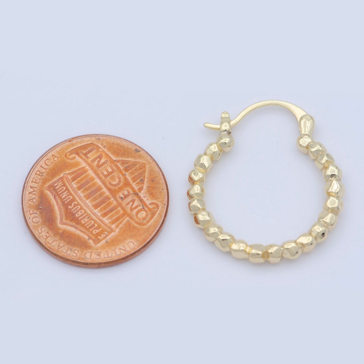 14K Gold Filled Geometric Beaded Bubble Latch Hoop Earrings | AB1206