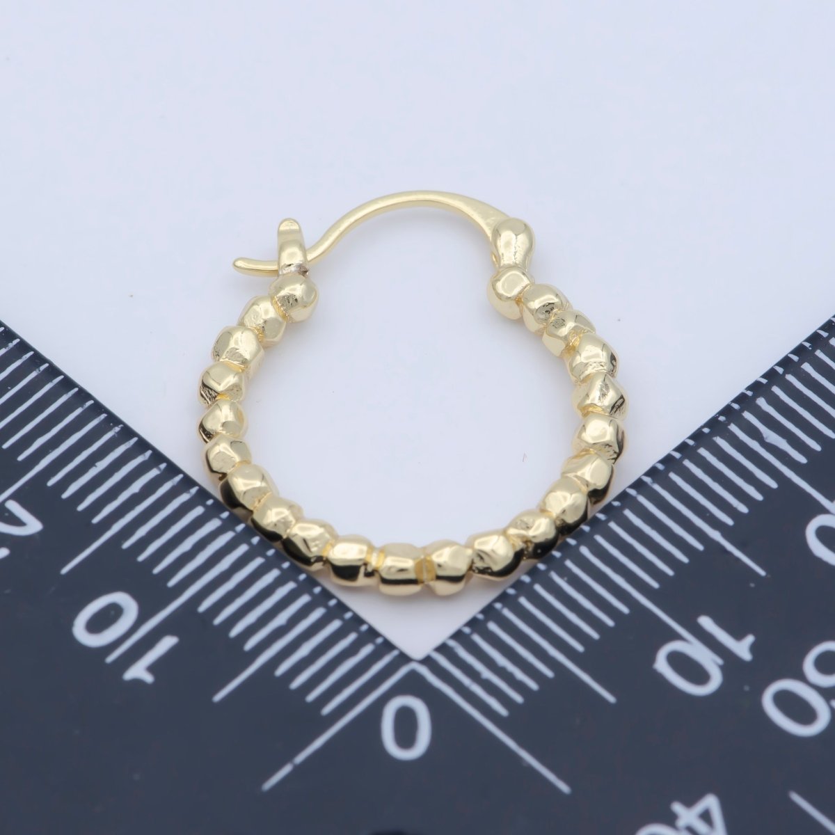 14K Gold Filled Geometric Beaded Bubble Latch Hoop Earrings | AB1206