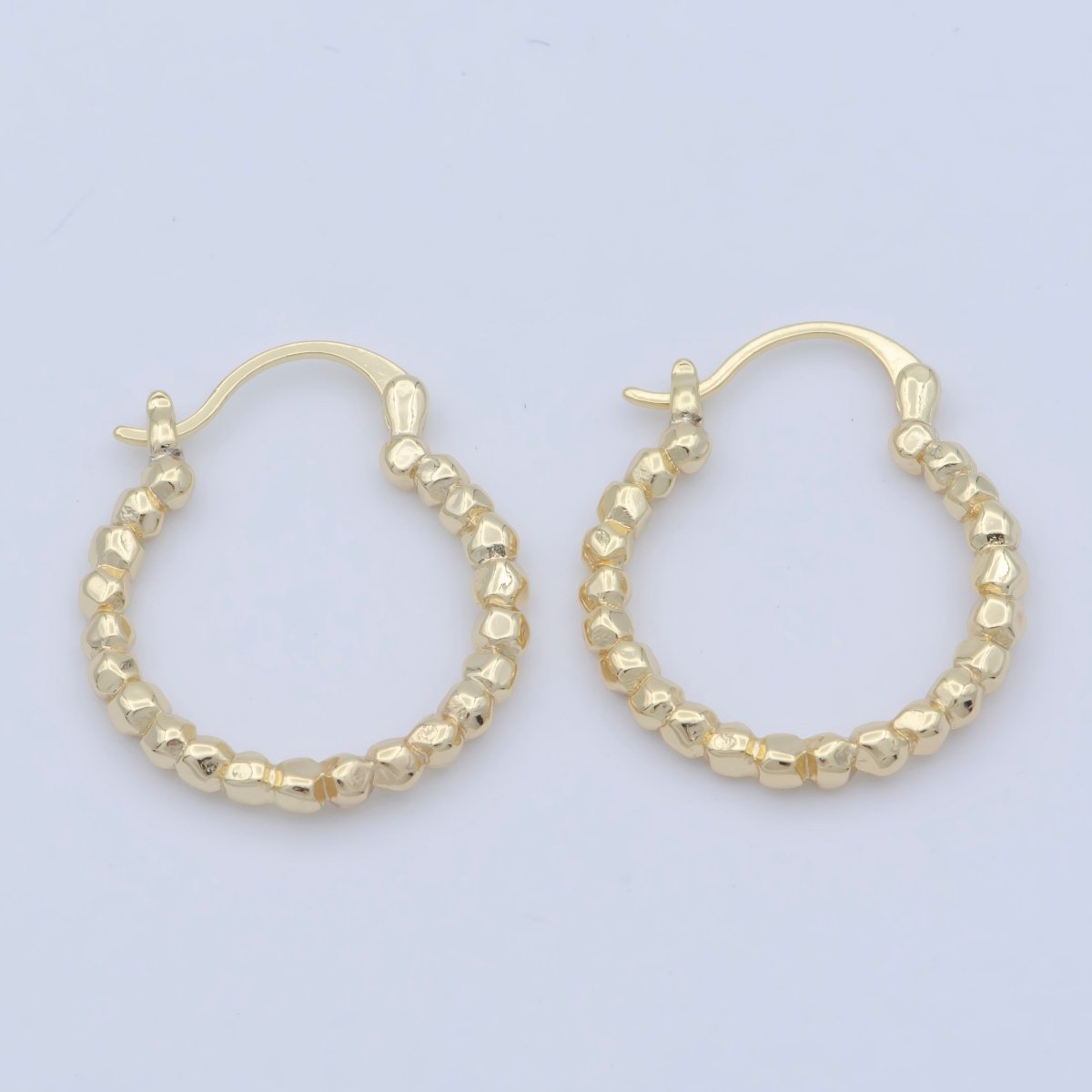 14K Gold Filled Geometric Beaded Bubble Latch Hoop Earrings | AB1206