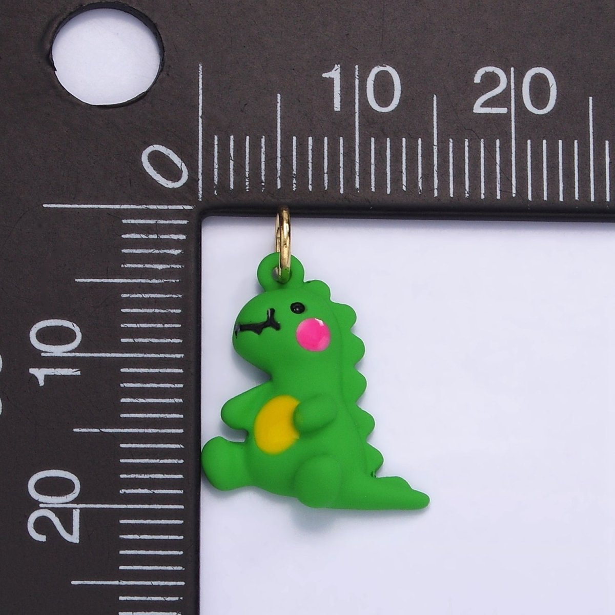 14K Gold Filled Green T-Rex Dinosaur Enamel Mini Charm | D559