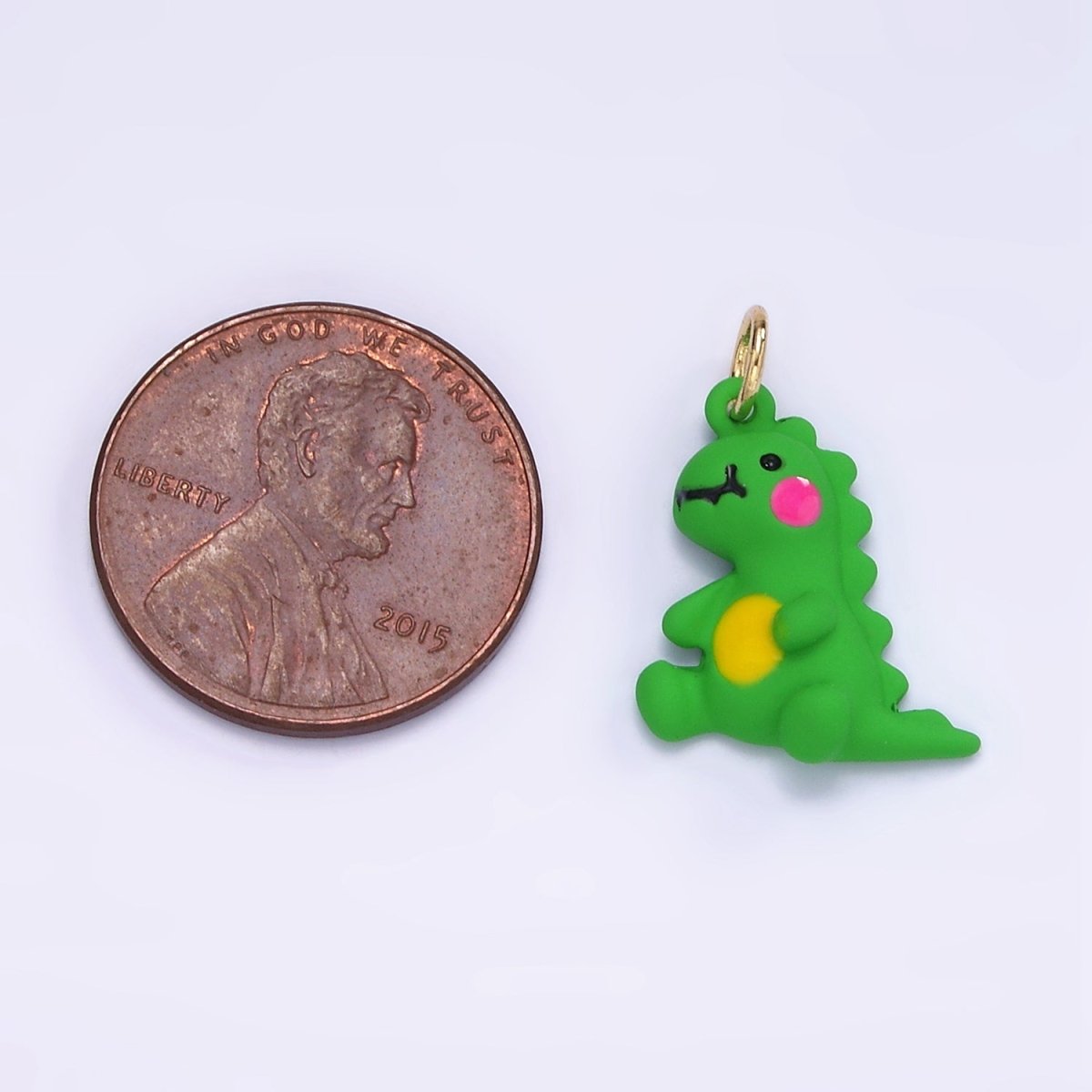 14K Gold Filled Green T-Rex Dinosaur Enamel Mini Charm | D559