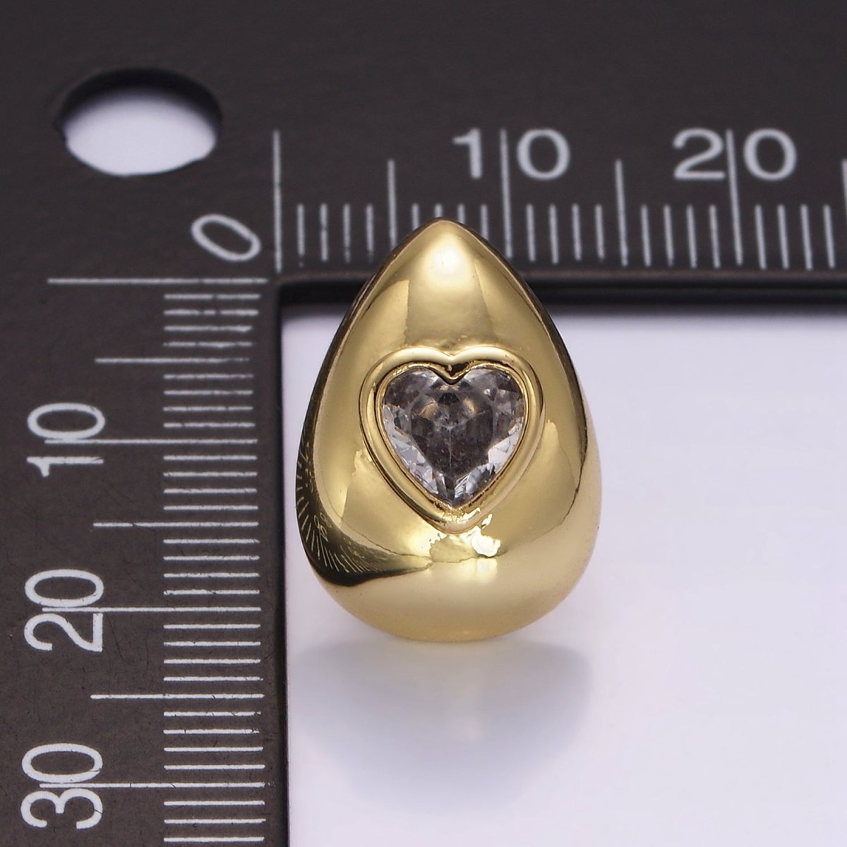 14K Gold Filled Heart CZ Teardrop Dome Stud Earrings | P514
