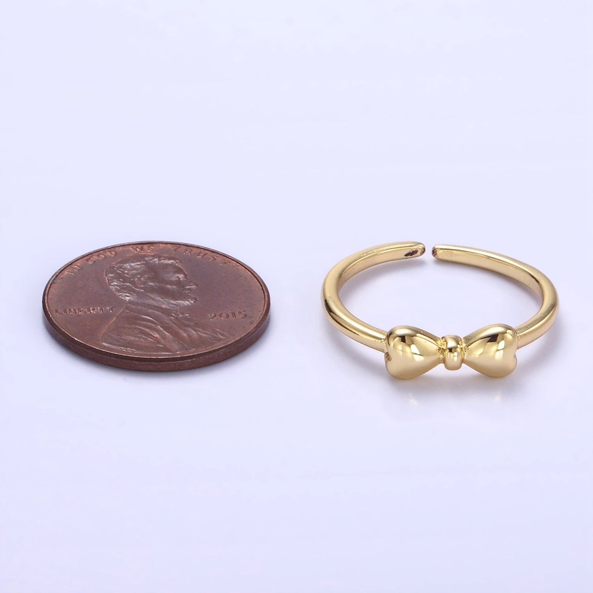 14K Gold Filled Heart Ribbon Dainty Bow Ring in Gold & Silver | O1384 O1385