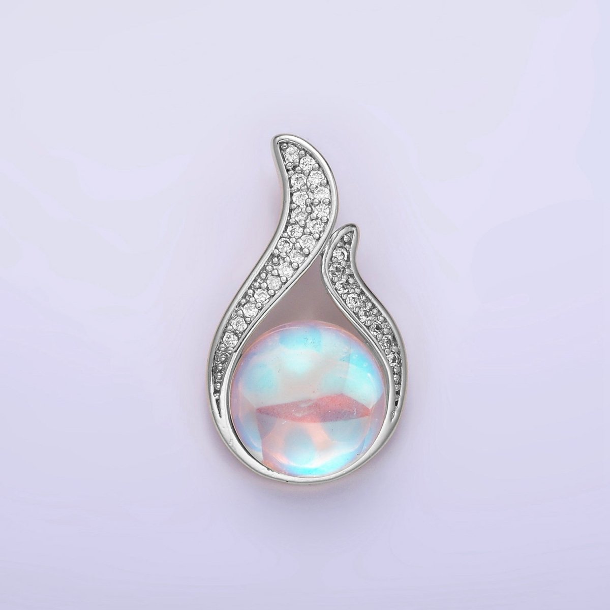 14K Gold Filled Iridescent CZ Open Micro Paved Teardrop Pendant | AA1171