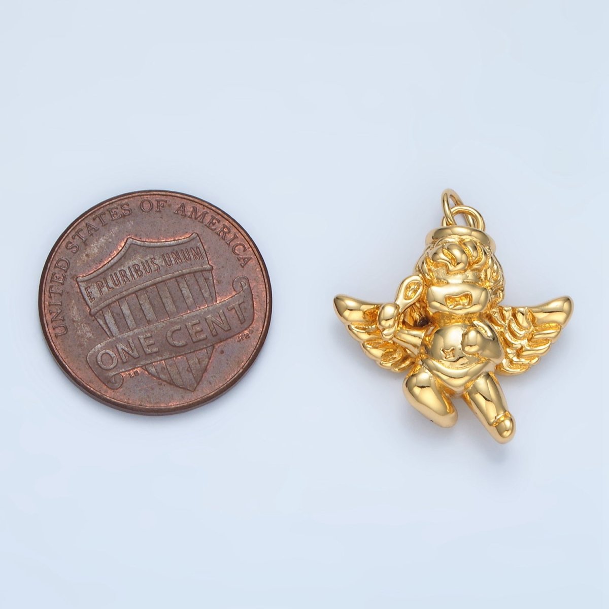 14K Gold Filled Laughing Cherub Baby Angel Charm | AG942