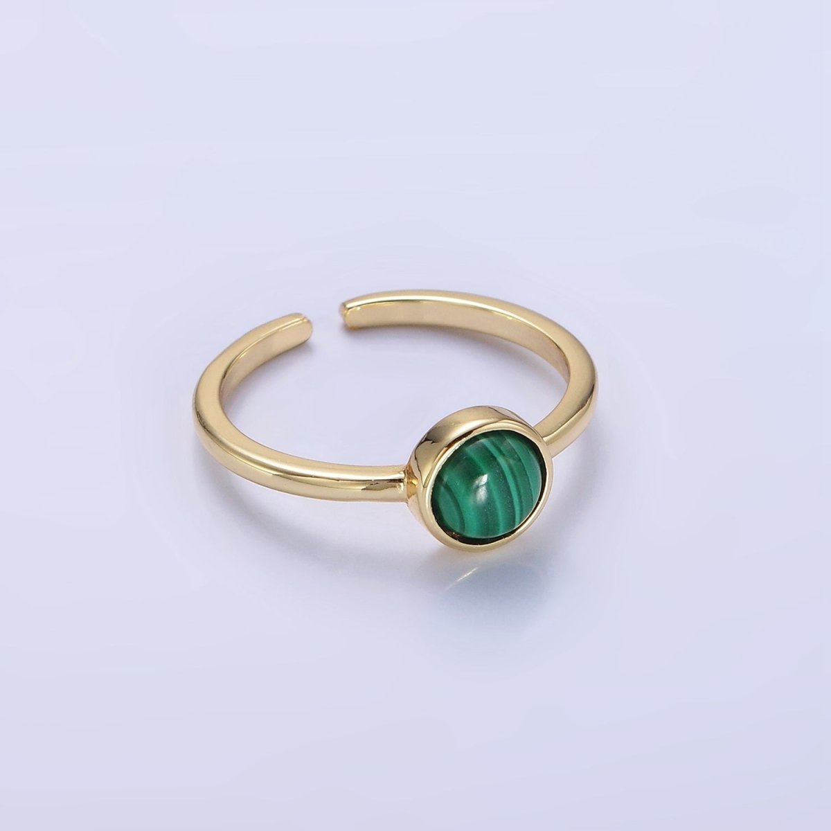 14K Gold Filled Malachite Gemstone Solitaire Ring | O1357