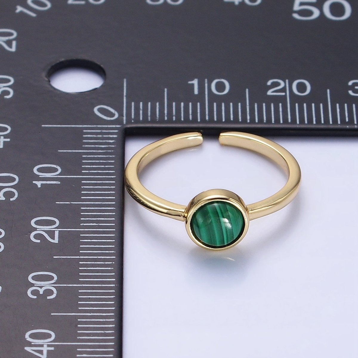 14K Gold Filled Malachite Gemstone Solitaire Ring | O1357