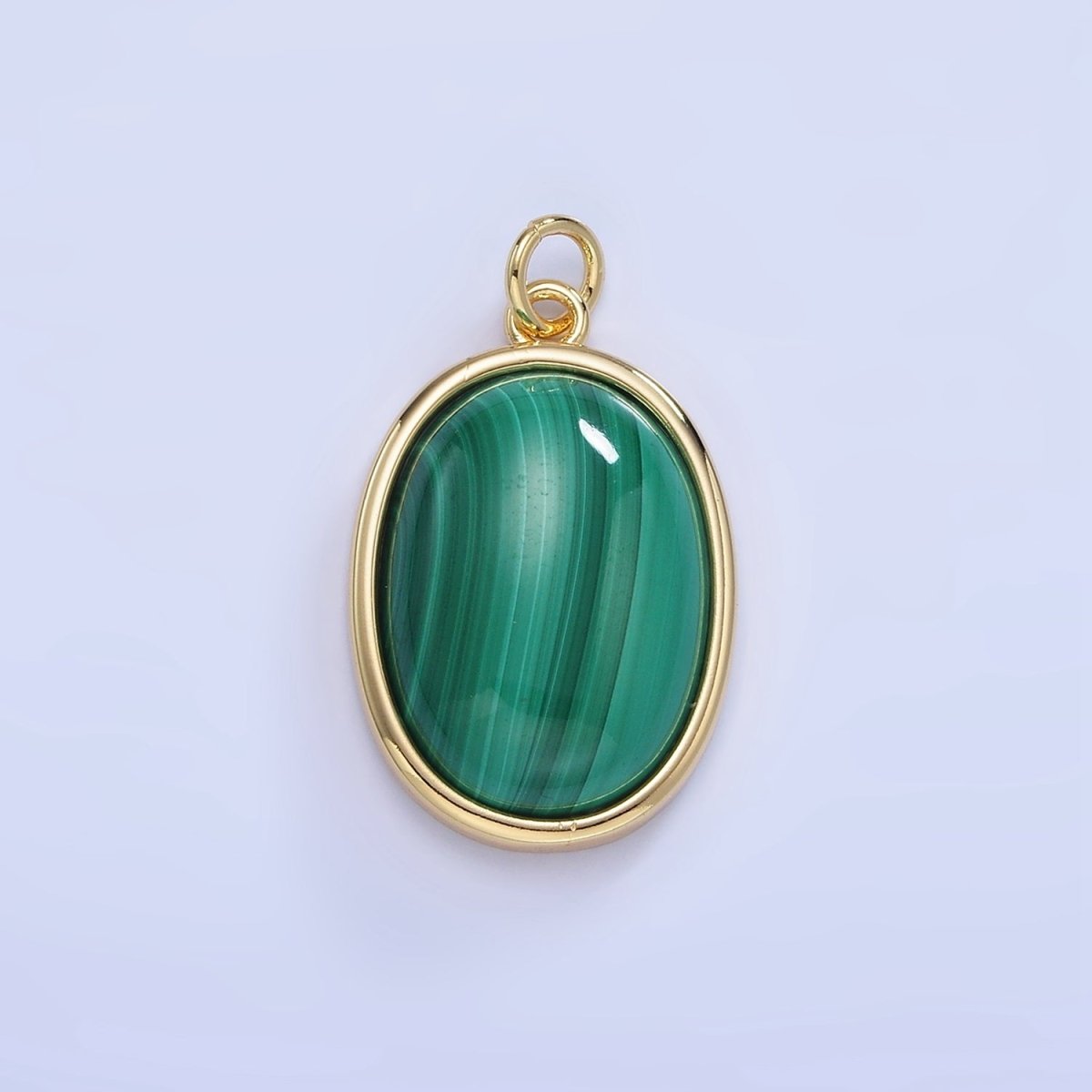14K Gold Filled Malachite Oval Bezel Charm | W666