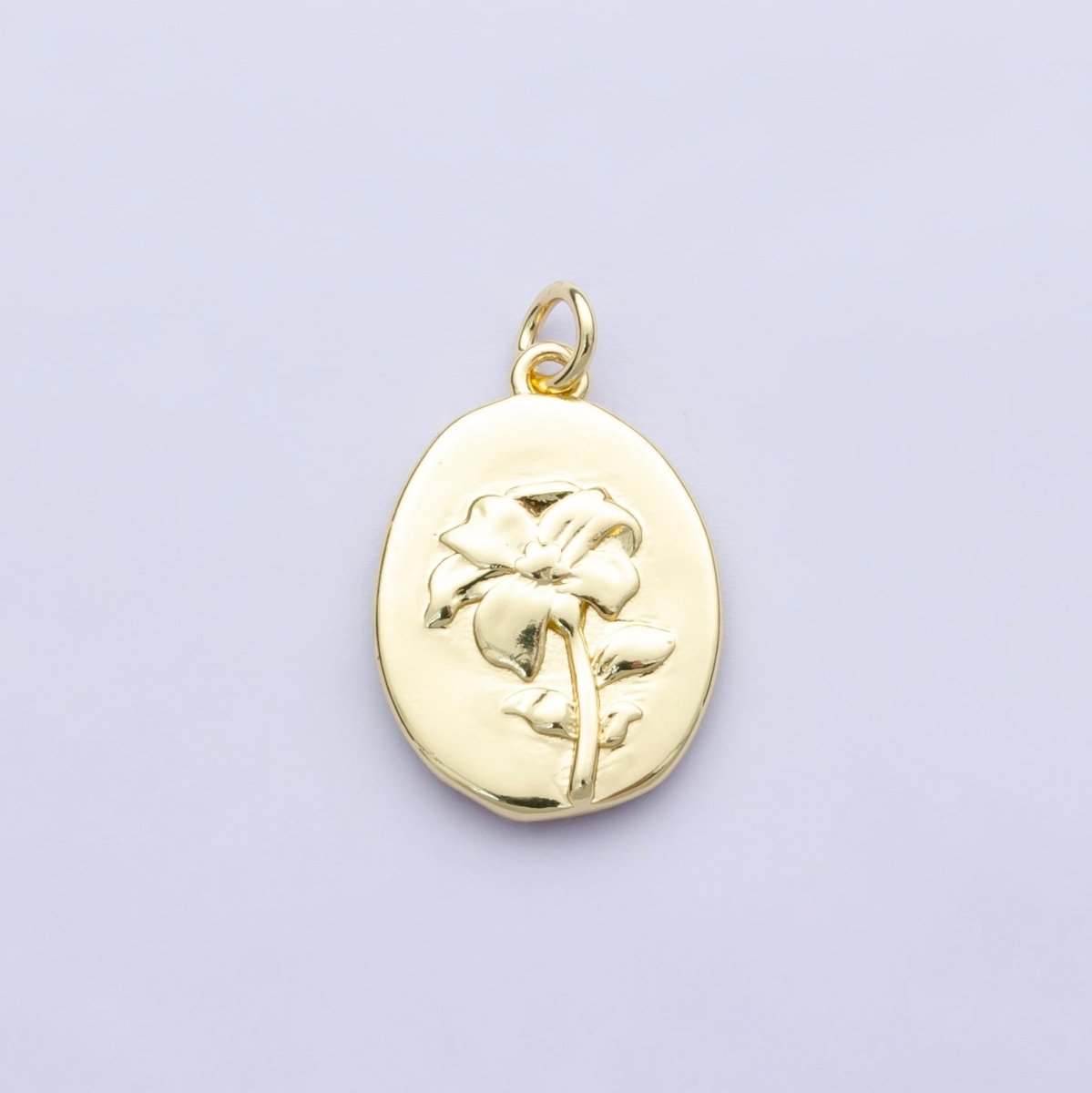 14K Gold Filled Marigold October Birth Flower Personalized Hammered Stamped Double Sided Charm | AG253