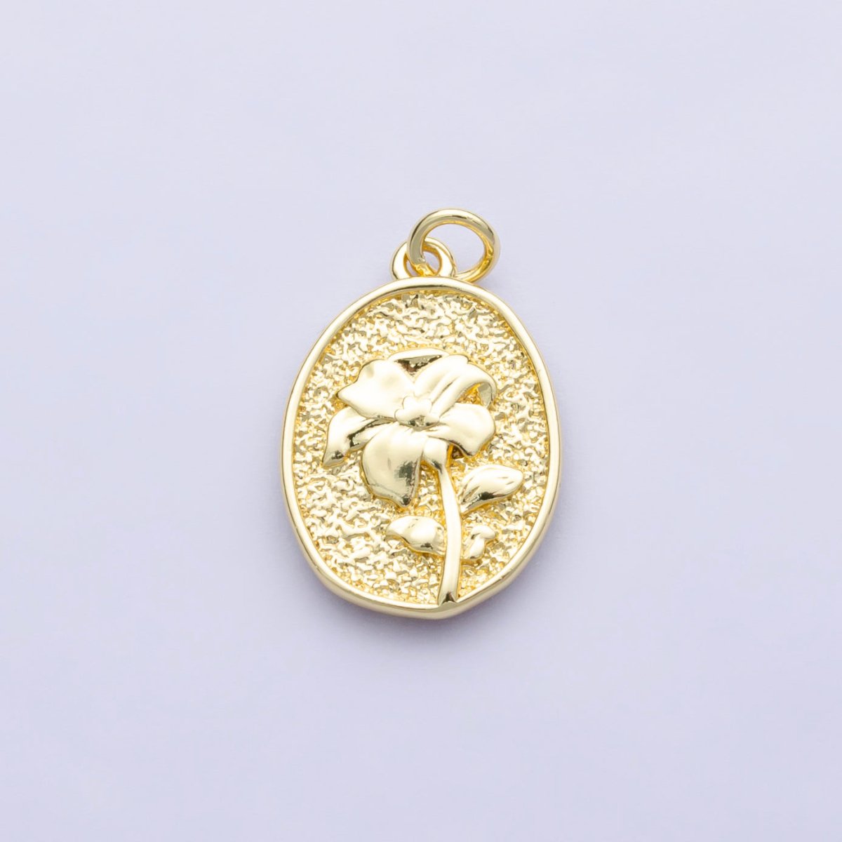 14K Gold Filled Marigold October Birth Flower Personalized Hammered Stamped Double Sided Charm | AG253