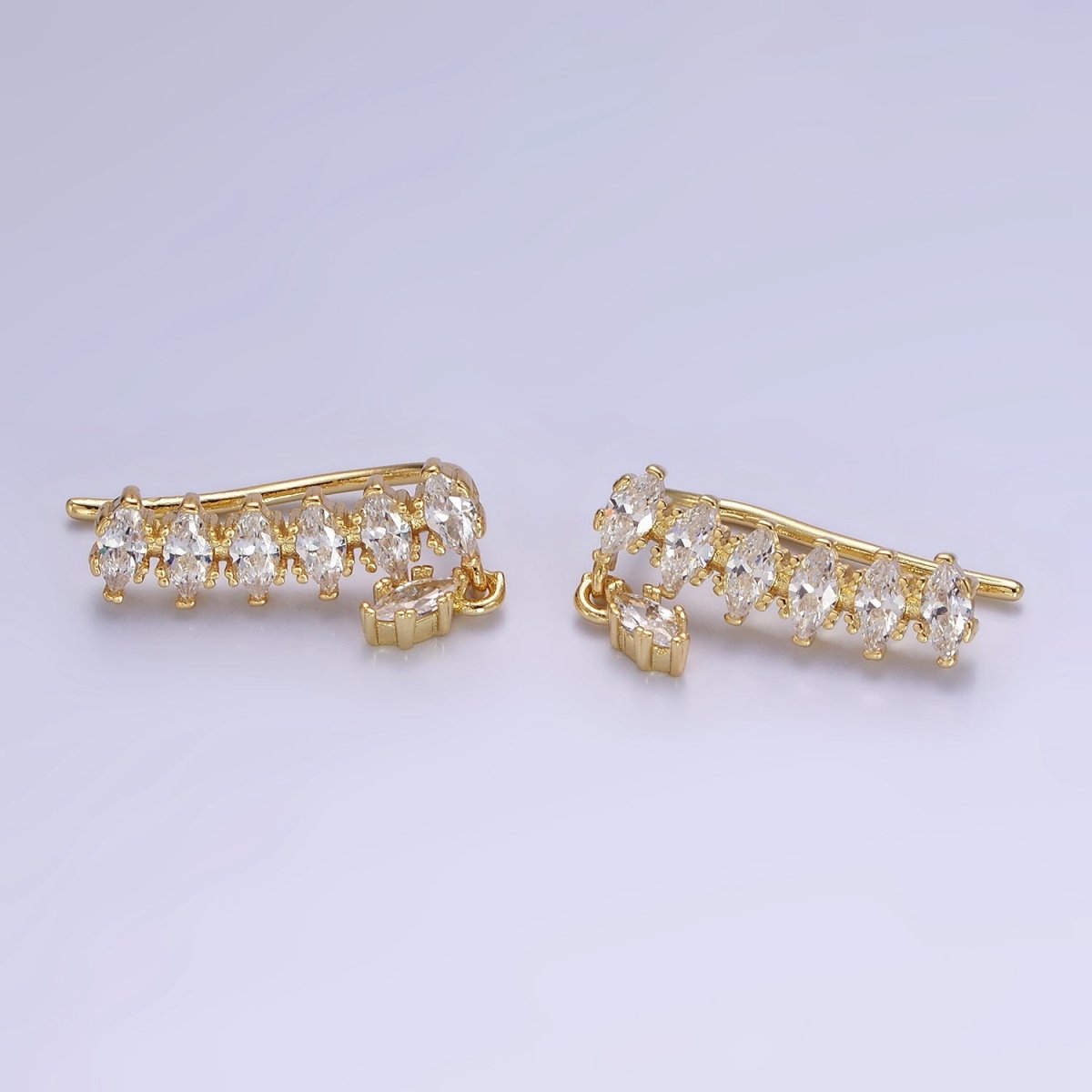 14K Gold Filled Marquise CZ Drop Ear Climber Cuff Earrings | AE482