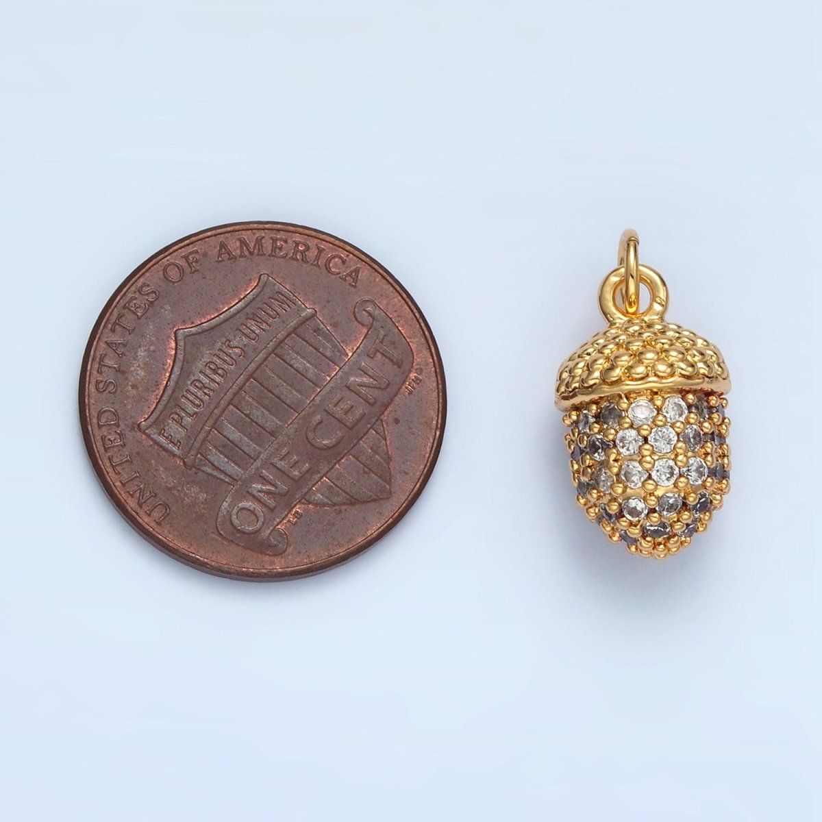 14K Gold Filled Micro Paved CZ Acorn Nut Charm | AG943