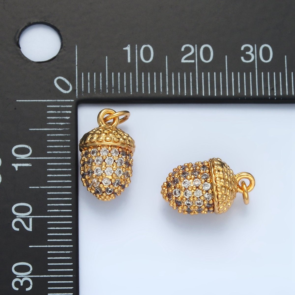 14K Gold Filled Micro Paved CZ Acorn Nut Charm | AG943