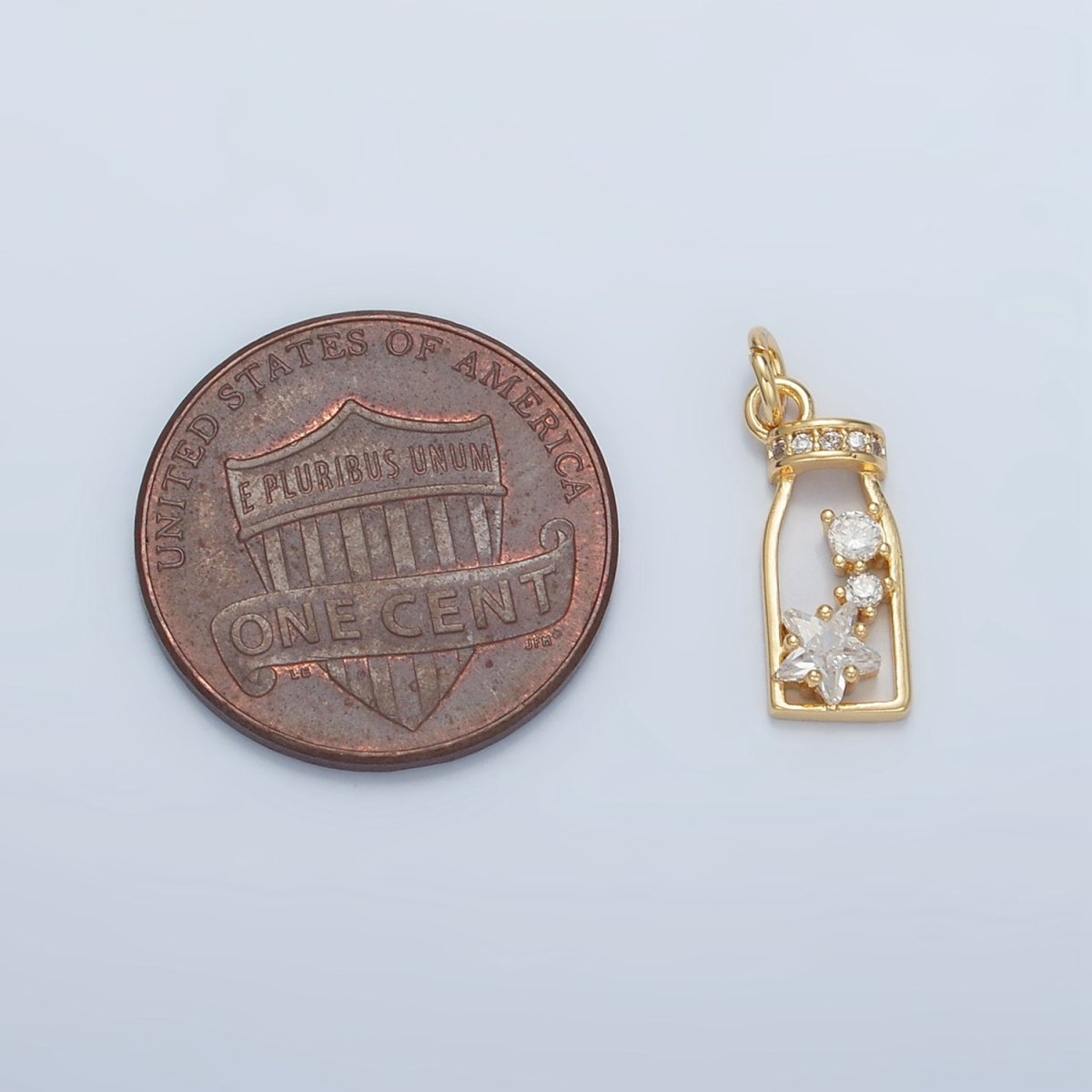 14K Gold Filled Micro Paved CZ Celestial Star Open Bottle Drink Charm | AG909