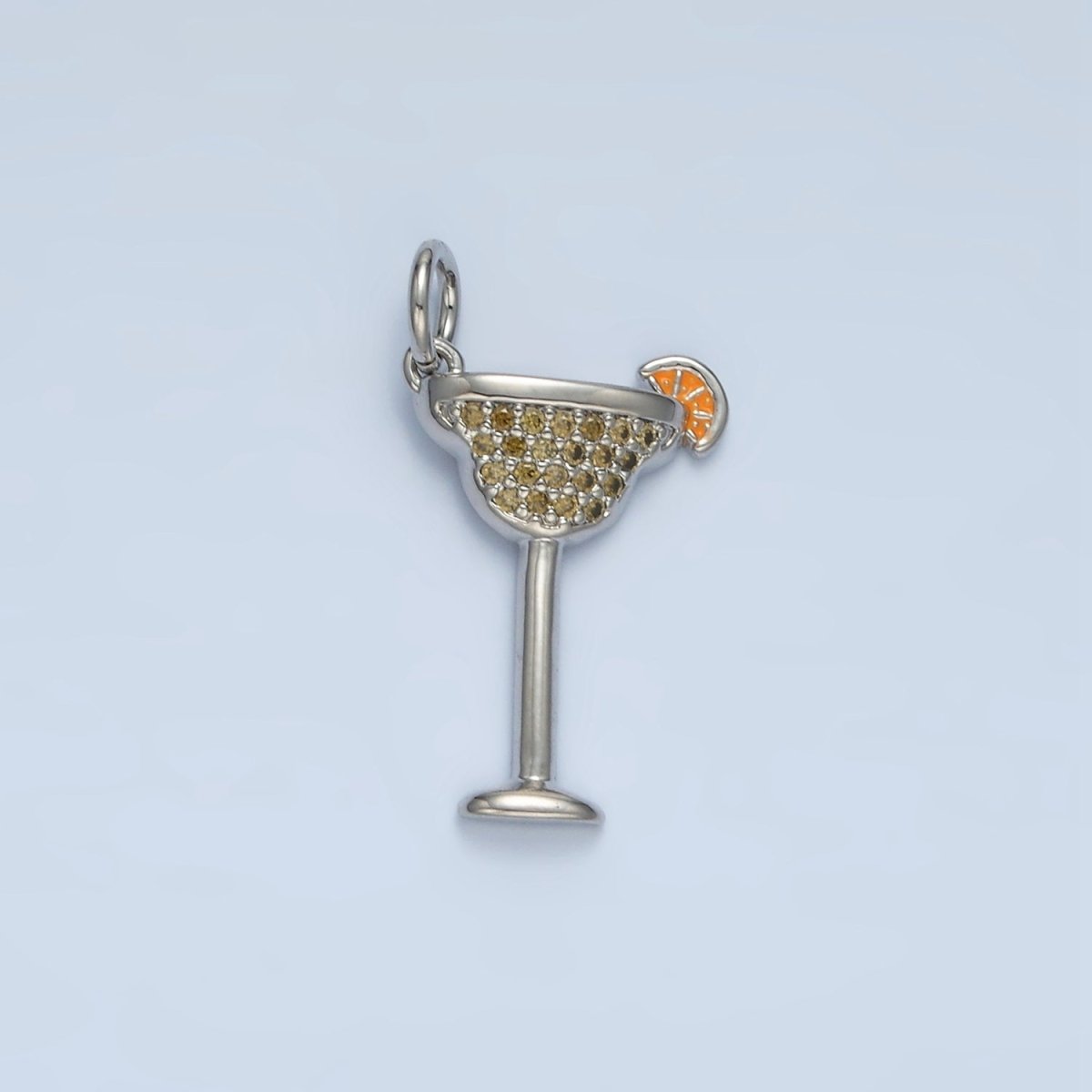 14K Gold Filled Micro Paved CZ Daiquiri Margarita Cocktail Alcohol Drink Charm in Gold & Silver | AG617