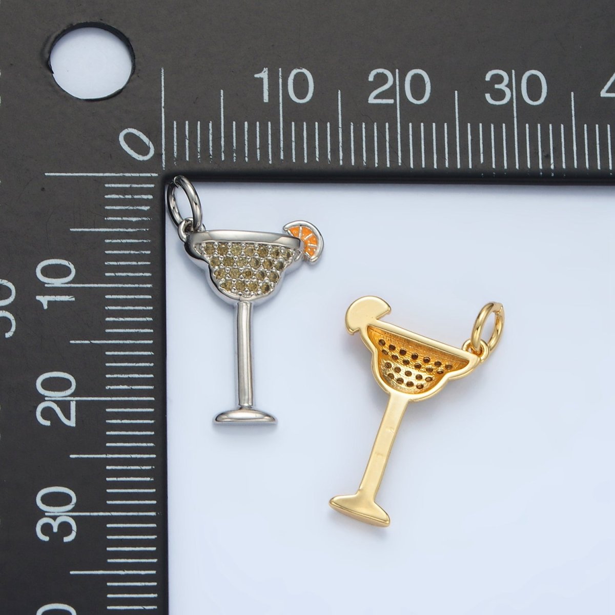 14K Gold Filled Micro Paved CZ Daiquiri Margarita Cocktail Alcohol Drink Charm in Gold & Silver | AG617