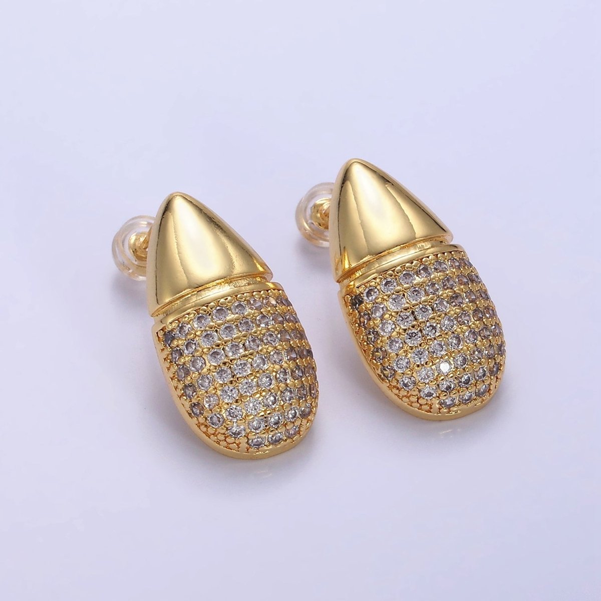 14K Gold Filled Micro Paved CZ Edged Teardrop Stud Earrings | Q040