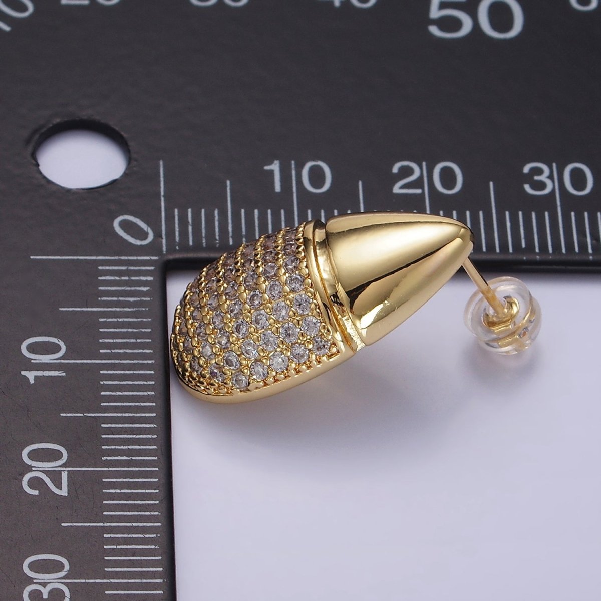 14K Gold Filled Micro Paved CZ Edged Teardrop Stud Earrings | Q040