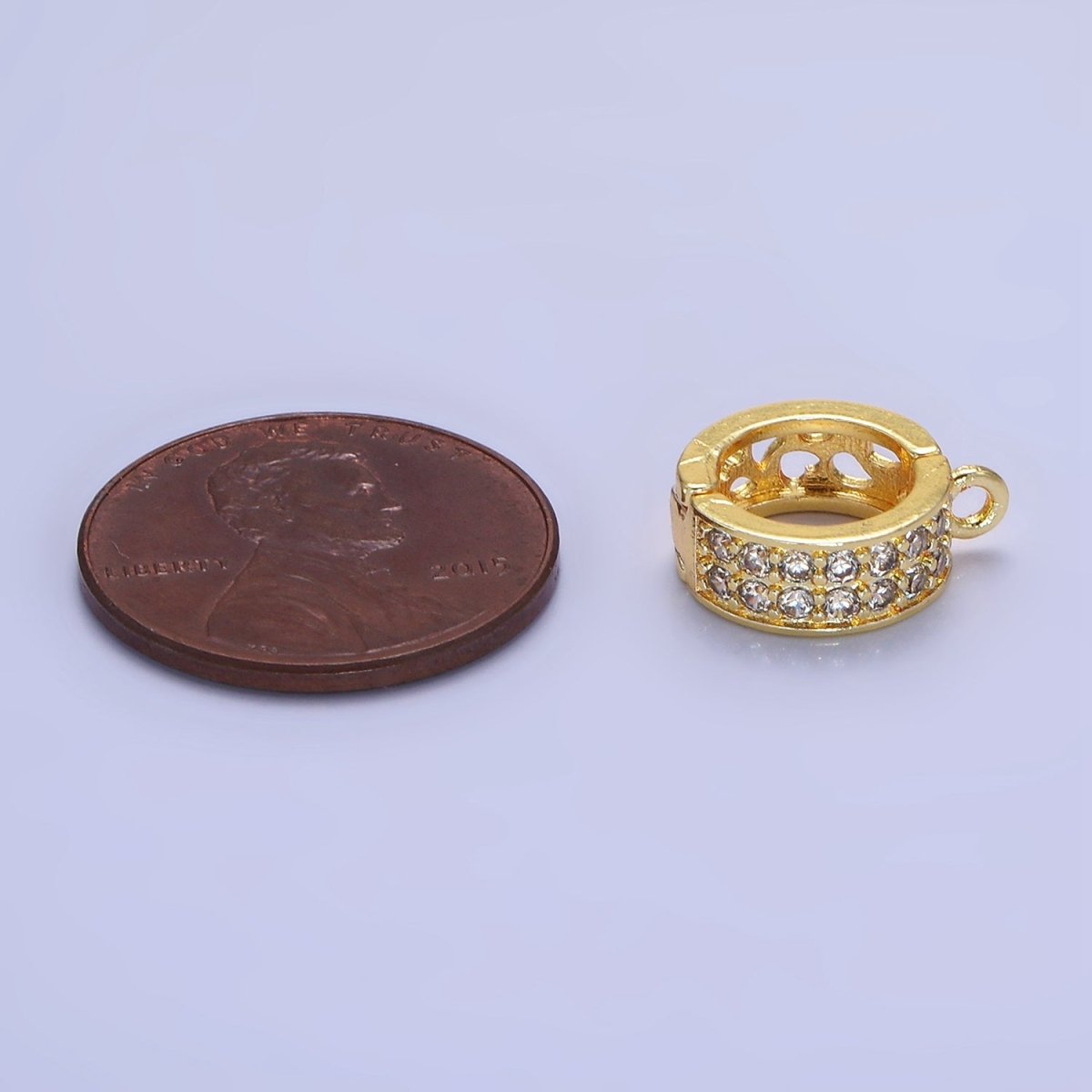 14K Gold Filled Micro Paved CZ Filigree Open Snap Latch Bail Drop Pendant Findings in Gold & Silver | Z774 - Z775