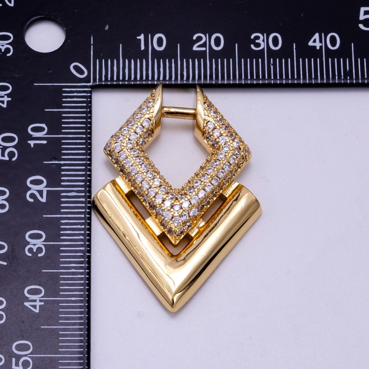 14K Gold Filled Micro Paved CZ Geometric Charm | AA1098