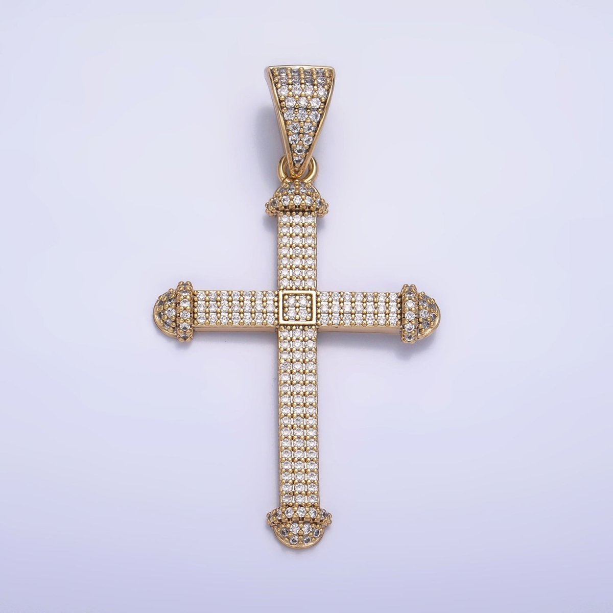 14K Gold Filled Micro Paved CZ Geometric Religious Cross Pendant | AA1063