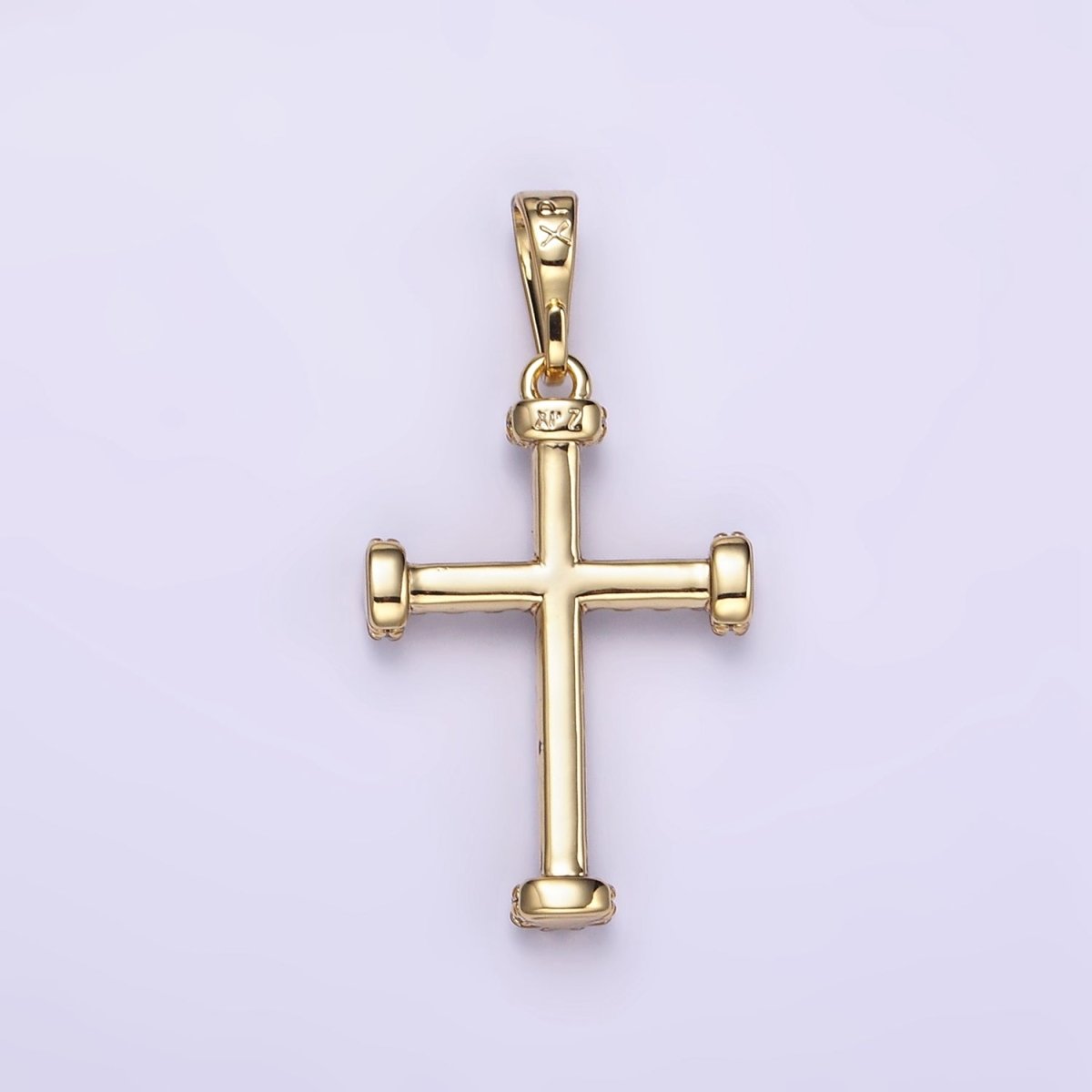 14K Gold Filled Micro Paved CZ Needle Cross Religious Pendant | I889