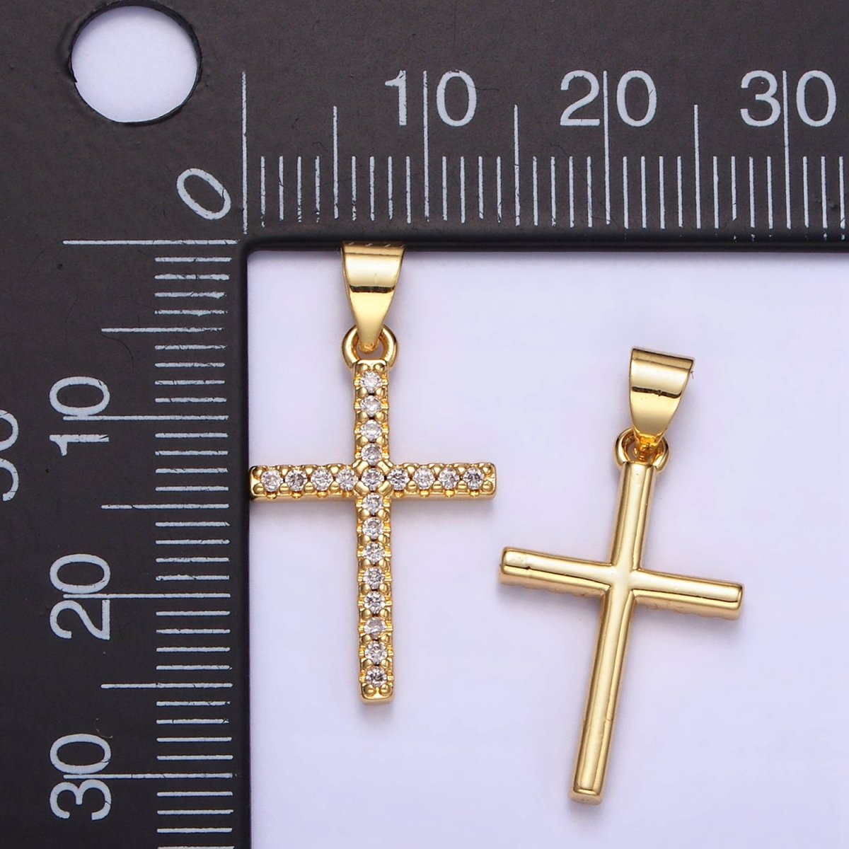 14K Gold Filled Micro Paved CZ Religious Cross Pendant | H392