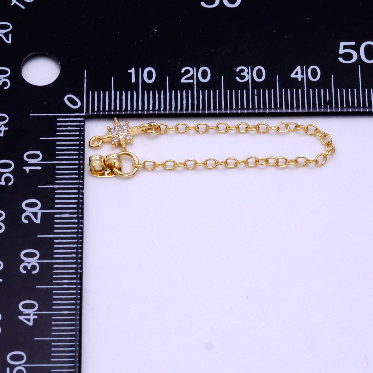14K Gold Filled Micro Paved CZ Star Chain Link Earring Backing Findings Set | Z687