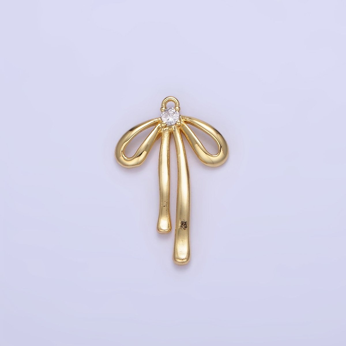 14K Gold Filled Mini 20mm Ribbon Bow CZ Charm | D459