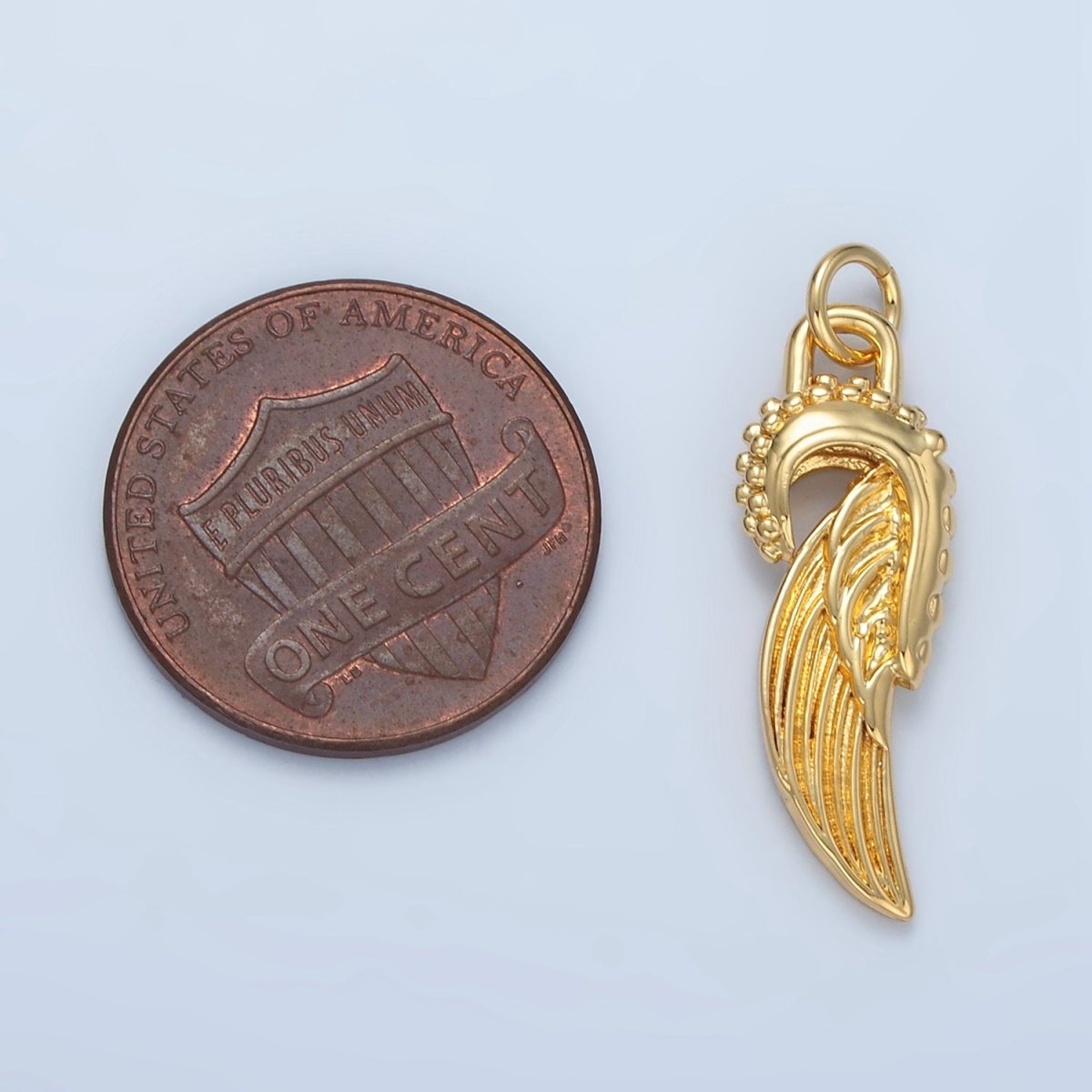 14K Gold Filled Curved Angel Wings Dotted Add-On Charm | AG880